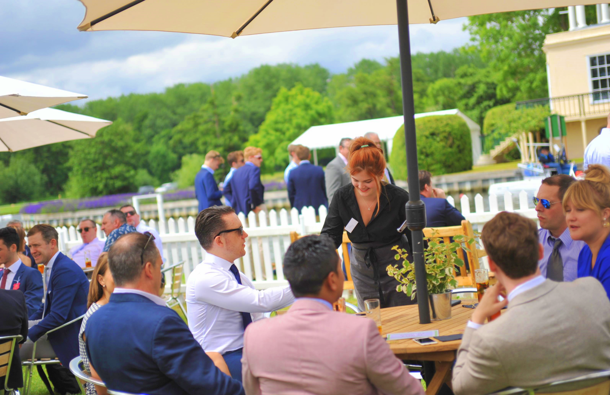 Hospitality and entertainment Henley Regatta. Boaters, Riverside Enclosure, Fawley Meadow & Temple Island