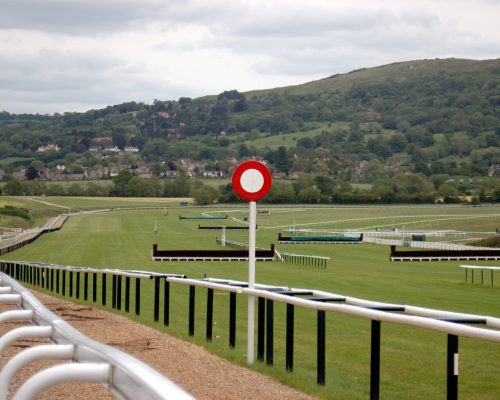 Cheltenham race course finishing line